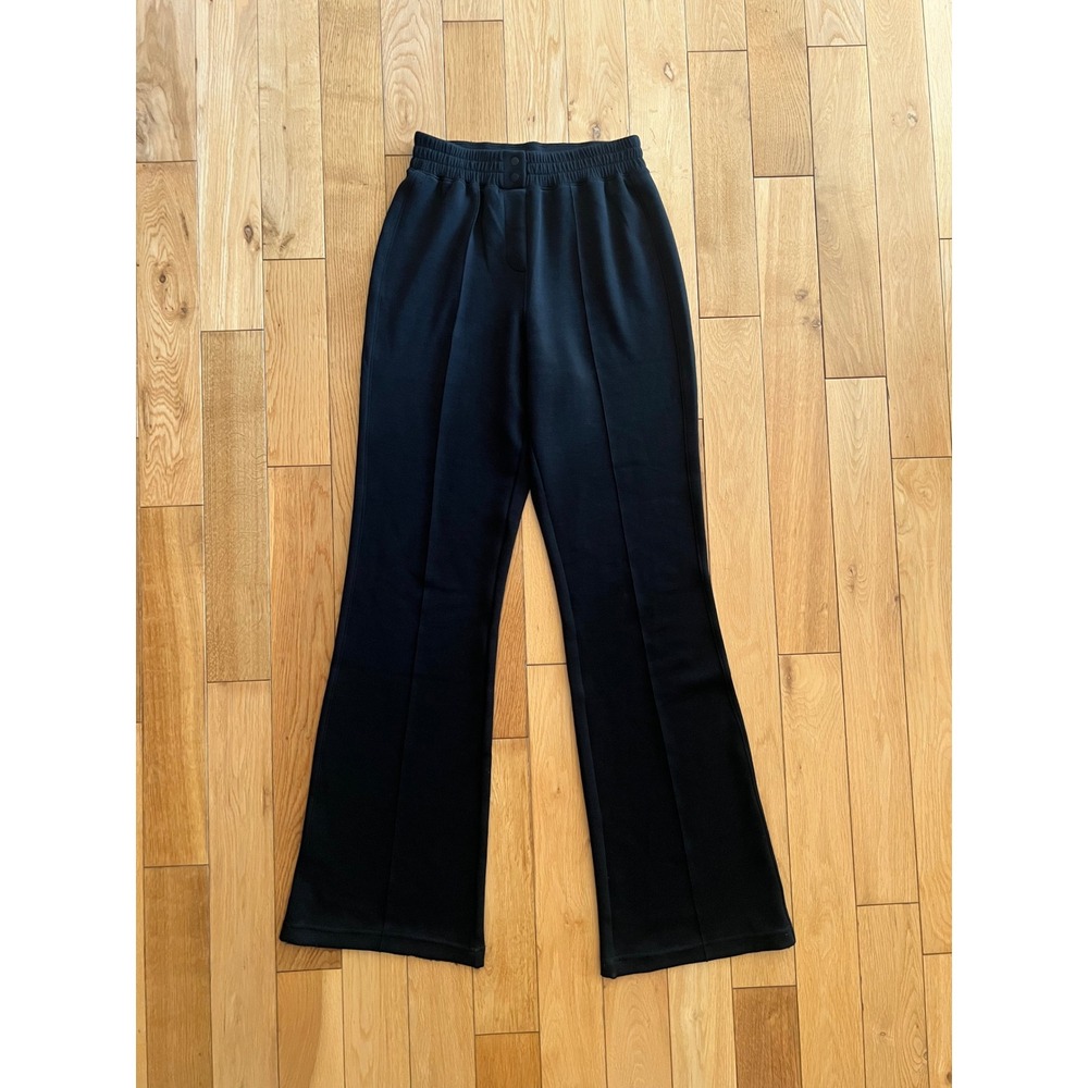 SPANX Air Essentials Flare Leg Pants Pintuck Seam Elastic Waist Black Small Tall